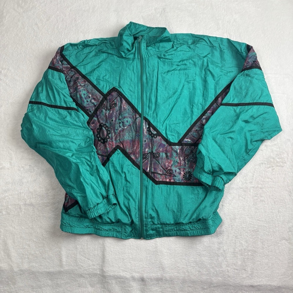 VTG 1996 USA Olympics Green Full‎ Zip Windbreaker Track Jacket Women's M